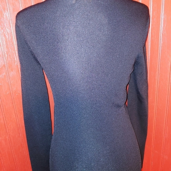 Belldini Black Rhinestone Bling V-neck Top S - Picture 5 of 7